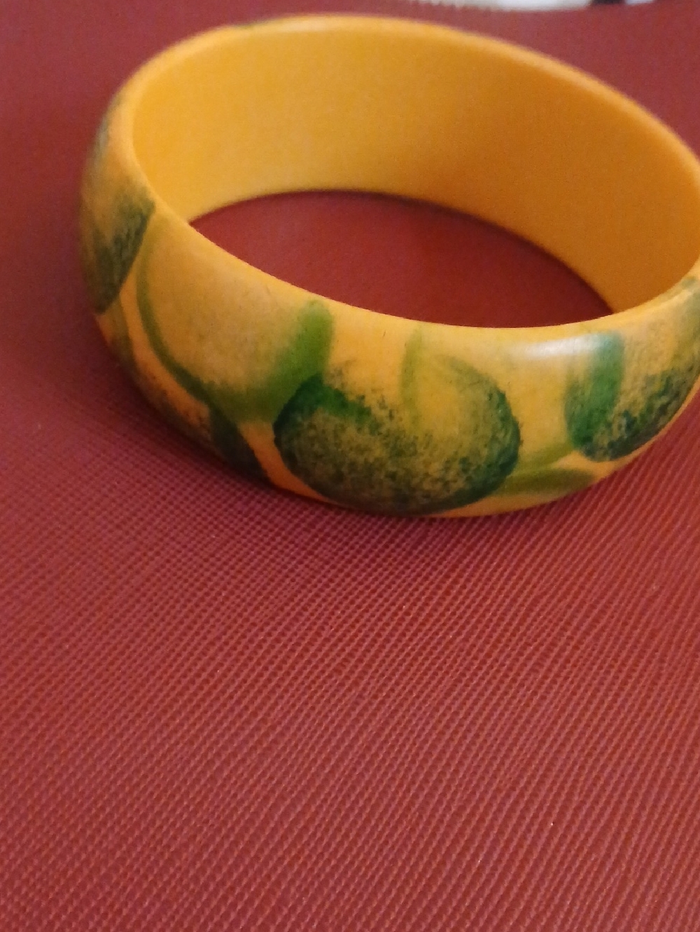 Dot Stamped Bakelite Bangle Bracelet - Vintage Painted Bakelite Polka Dot